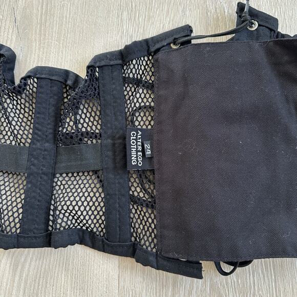 Alter Ego Lace Up Black Corset Waist Undercut Trainer Boned Mesh - Picture 9 of 11